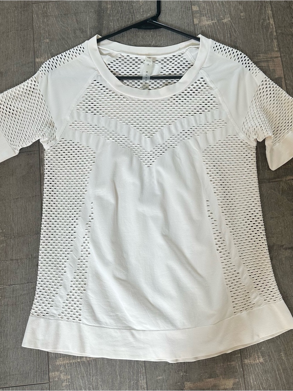 Varley White Mesh Breathable Stretch Crew Neck Short Sleeve Gym Tee Size S